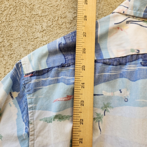 REYN SPOONER Men’s Shirt Large Blue Cotton Reverse Print Hawaiian Sailboats - Picture 9 of 10